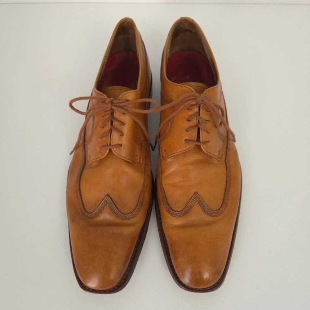 Grenson Tan‎ Brown Leather Wingtip Oxford Dress Shoes- Men's 12